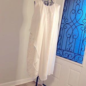 Dress Barn White Lace Dress with Chiffon Overlay